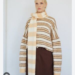 Boheme Goods Striped Scarf in Peach and Cream